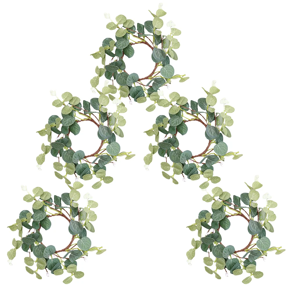 

5 Pcs Spring Home Decor Artificial Wreath Wedding Dining Table Decoration Wedding Party Decor Eucalyptus Leaves Wreath