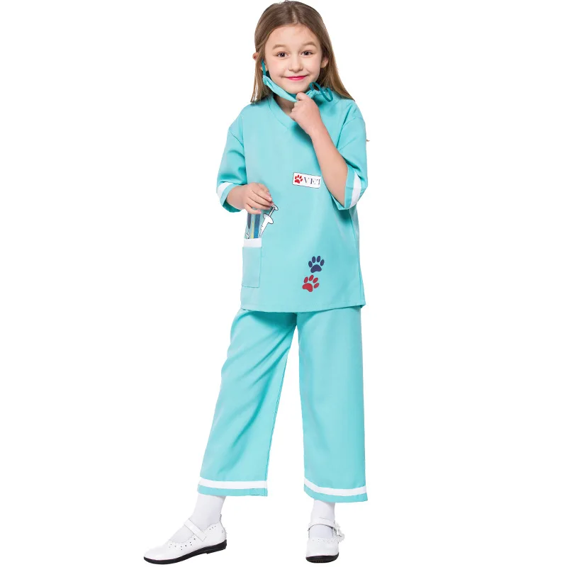 

Purim Unisex Kids Female Doctor Nurse Veterinary Costume Surgeon Dr Uniform Cosplay Halloween Carnival Party Fancy Dress