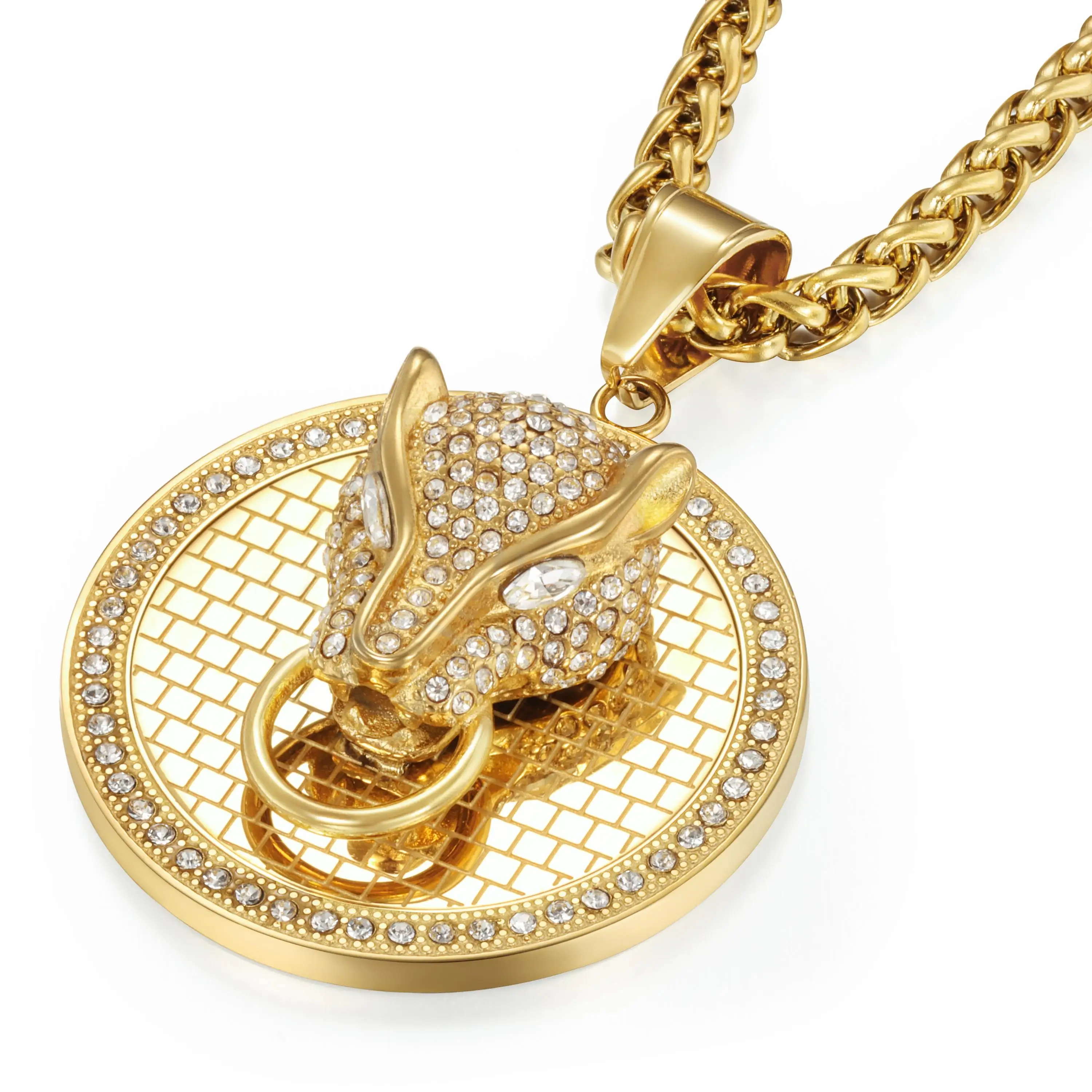 

New design stainless steel fox crystal pendant necklace Personalized pendant Suitable for men women party jewelry accessories