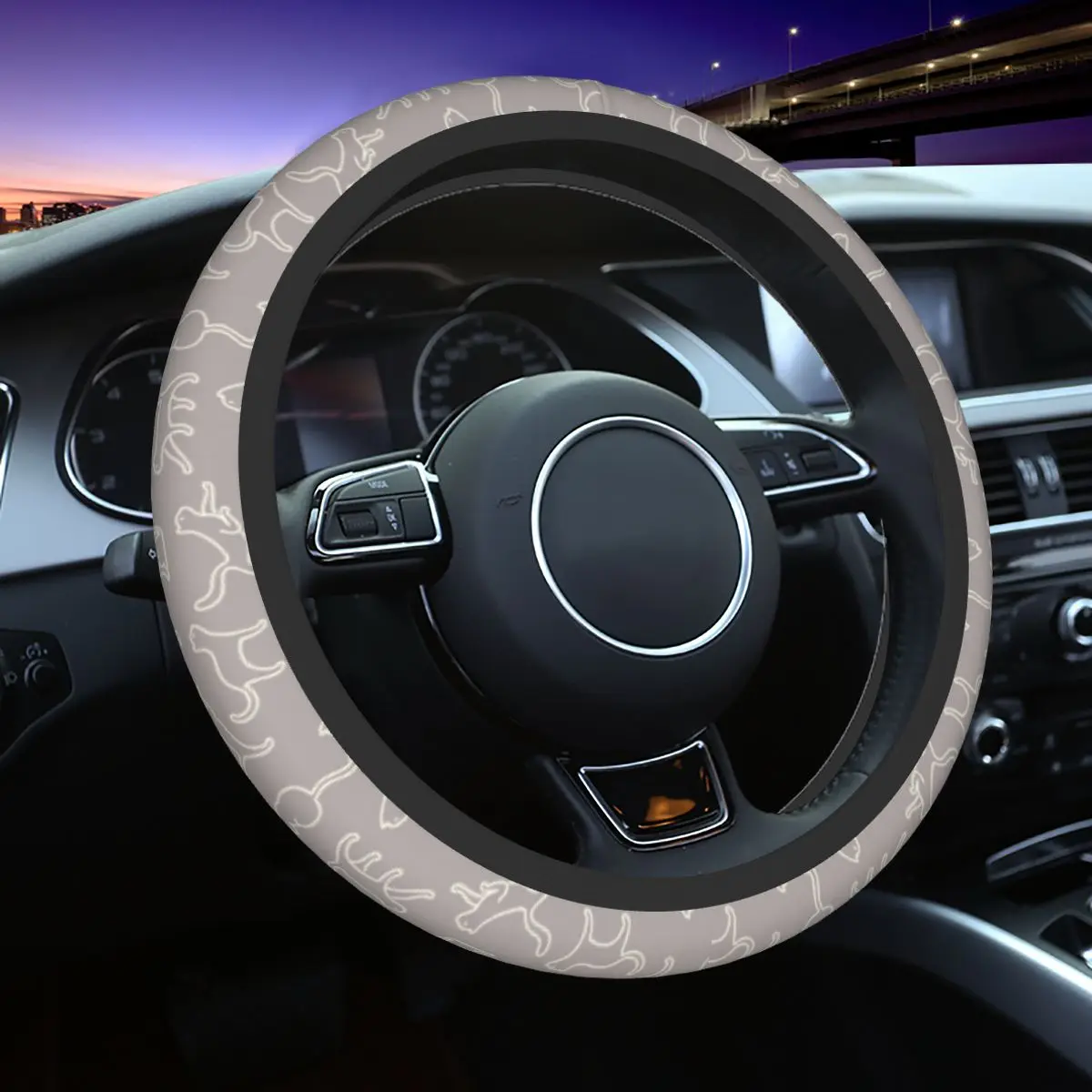 

37-38 Car Steering Wheel Cover Cat Animal Elastic Braid On The Steering Wheel Cover Auto Decoration Elastische Car Accessories
