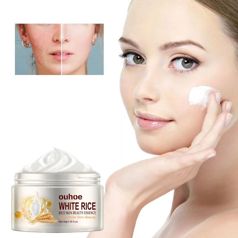 

White Rice Whitening Cream Improve Dull Moisturizer Lift Firming Wrinkles Cream Lighten Acne Shrink Pores Cream Face Skin Care