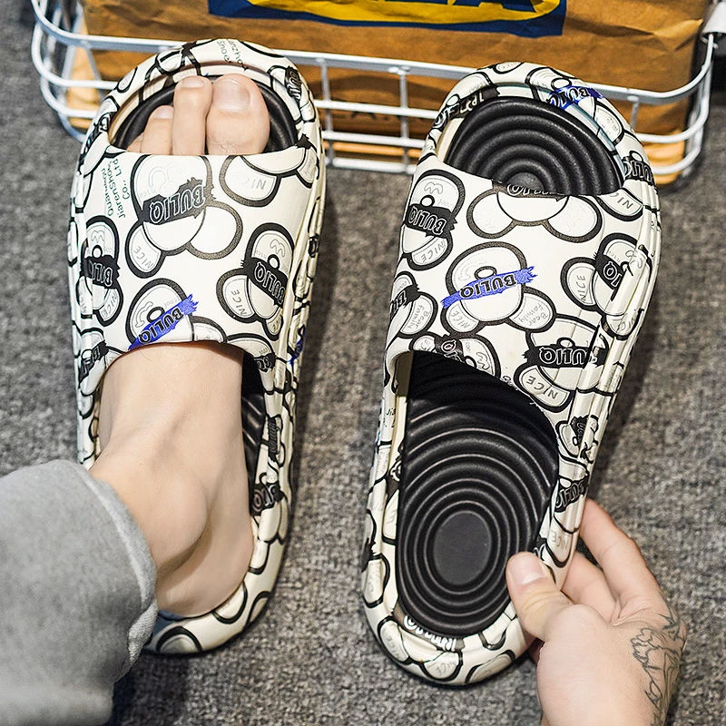 

Мужские сандалии, Новинка лета 2023, удобные повседневные уличные Нескользящие модные однотонные выразительные дышащие мужские тапочки на мягкой подошве