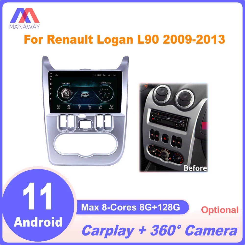 

9" Android Player For Renault Logan L90 2009-2013 DSP CarPlay Car Radio Stereo Multimedia Video MP5 Navigation GPS 2Din