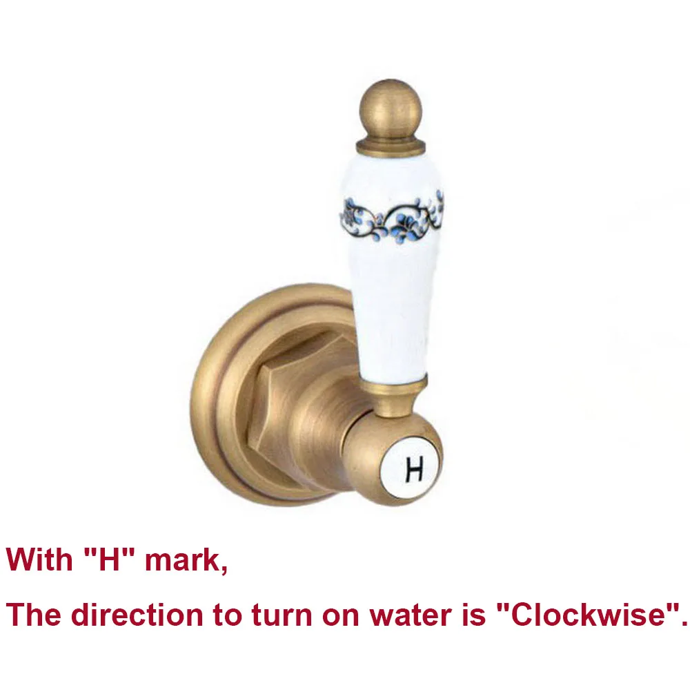 

Античная латунь, настенный смеситель с керамической ручкой, регулирующий клапан, стопорный кран G1/2, наружная резьба x G1/2, mzh400