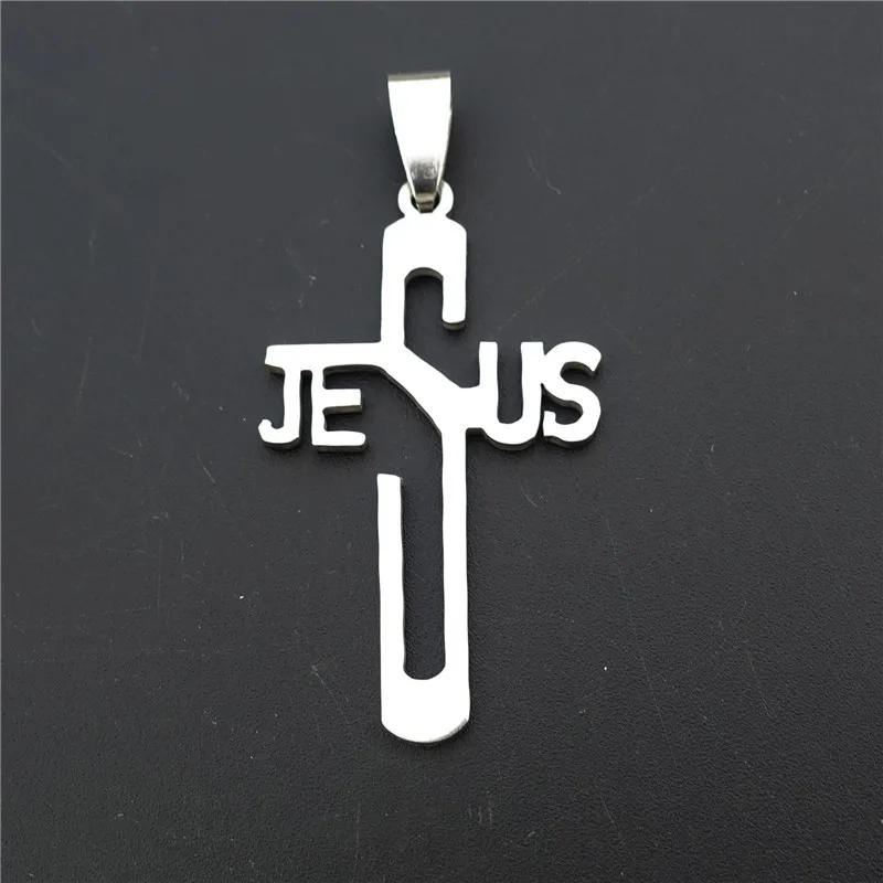 12 Pieces Jesus Cross Pendant Stainless Steel Charms for Unisex Diy Christian Jewelry Component Wholesale