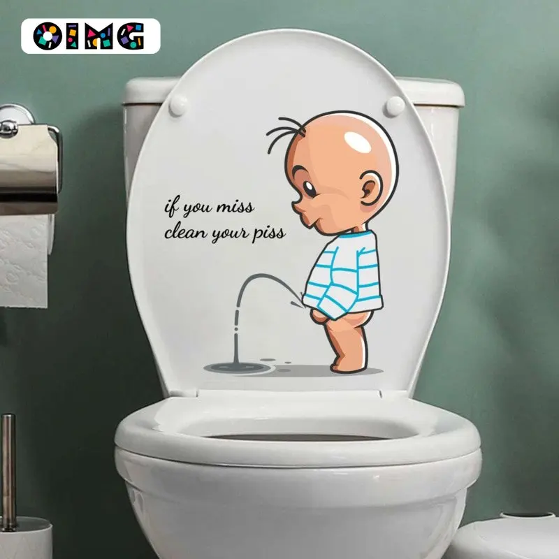 

OIMG Funny Toilet Warning Stickers Child Urination Toilet Lid Decoration Creative Self-adhesive Removable Wall Toilet Stickers