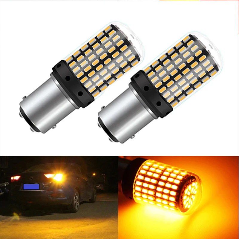 

2pcs Brake Lamp 3014 144SMD Led Lamp beads Anti-flicker No Flash No Error Lamp T20 W21W 7440 1156 P21W PY21W Turn Signal Light
