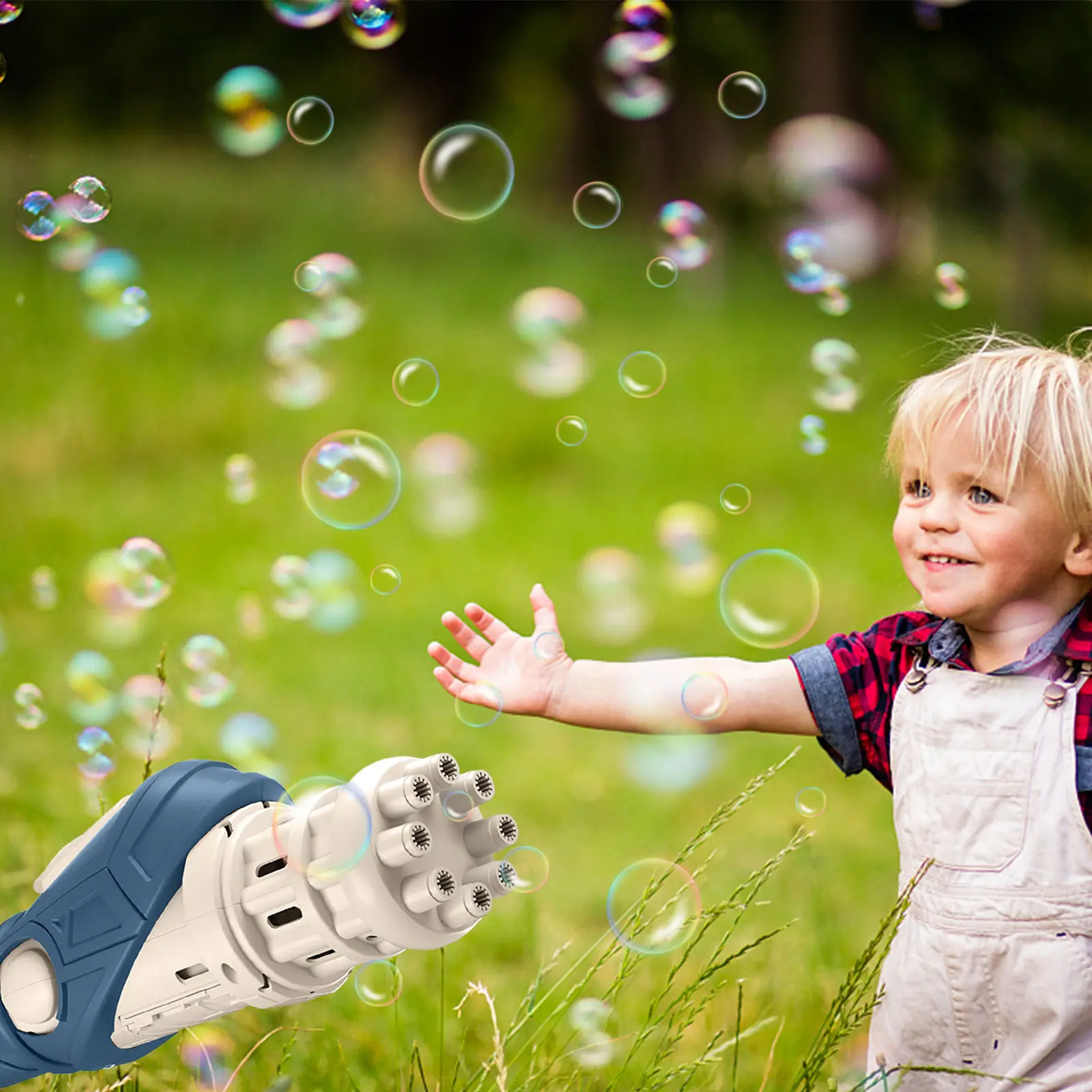 

Automatic Bubble Machine 8 Holes Electronic Bubble Maker 2022 Cool Automatic Bubble Maker With Gatling Shape Novelty Electric