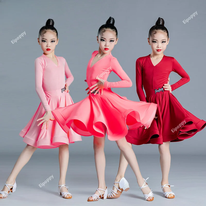 Женское платье с длинным рукавом и разрезом для латиноамериканских танцев