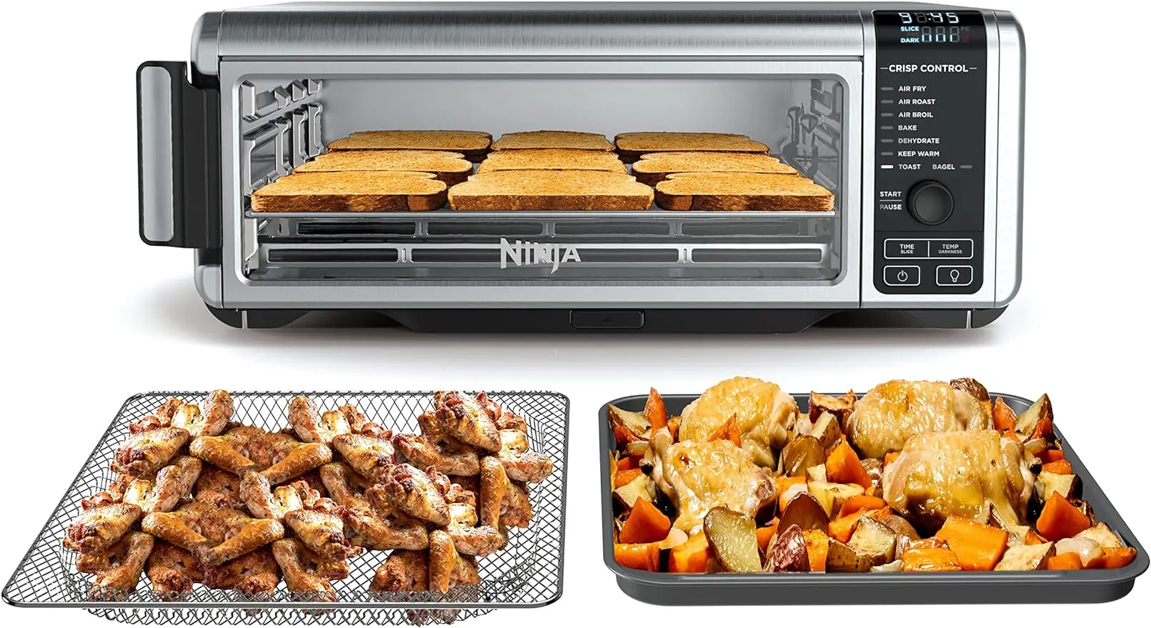 

Digital Air Fry Countertop Oven with 8-in-1 Functionality, Flip Up & Away Capability for Storage Space,Silver