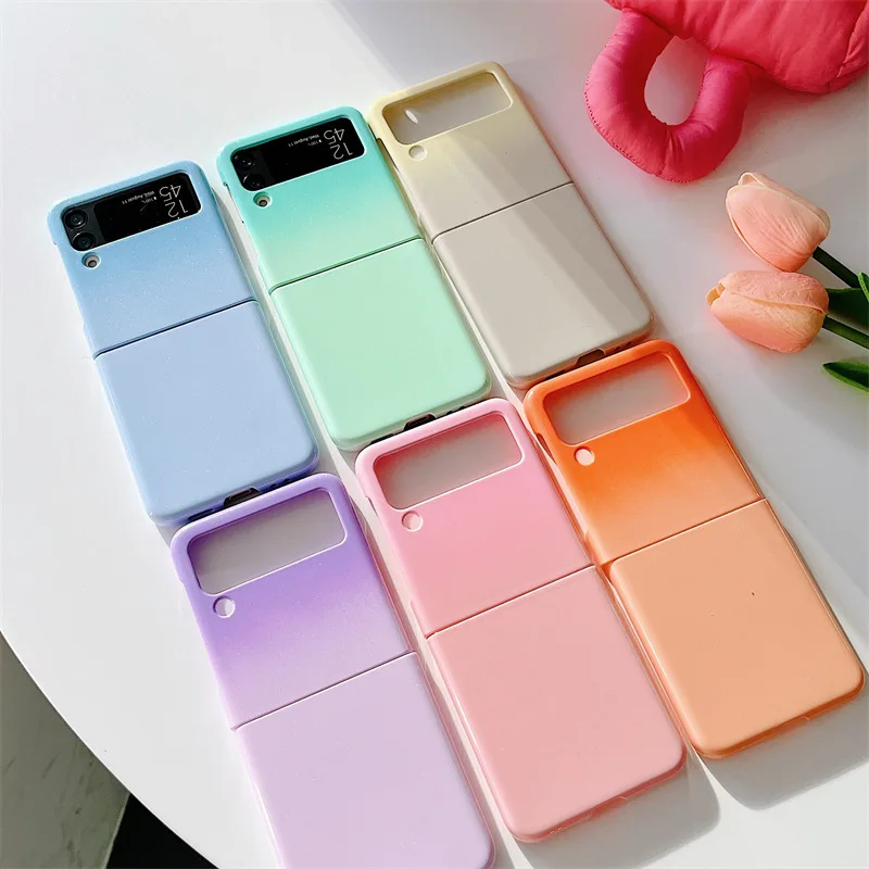 

Candy Color Gradient Phone Case for Samsung Galaxy Z Flip 3 5G Hard PC Back Cover for ZFlip3 Case Protective Shell