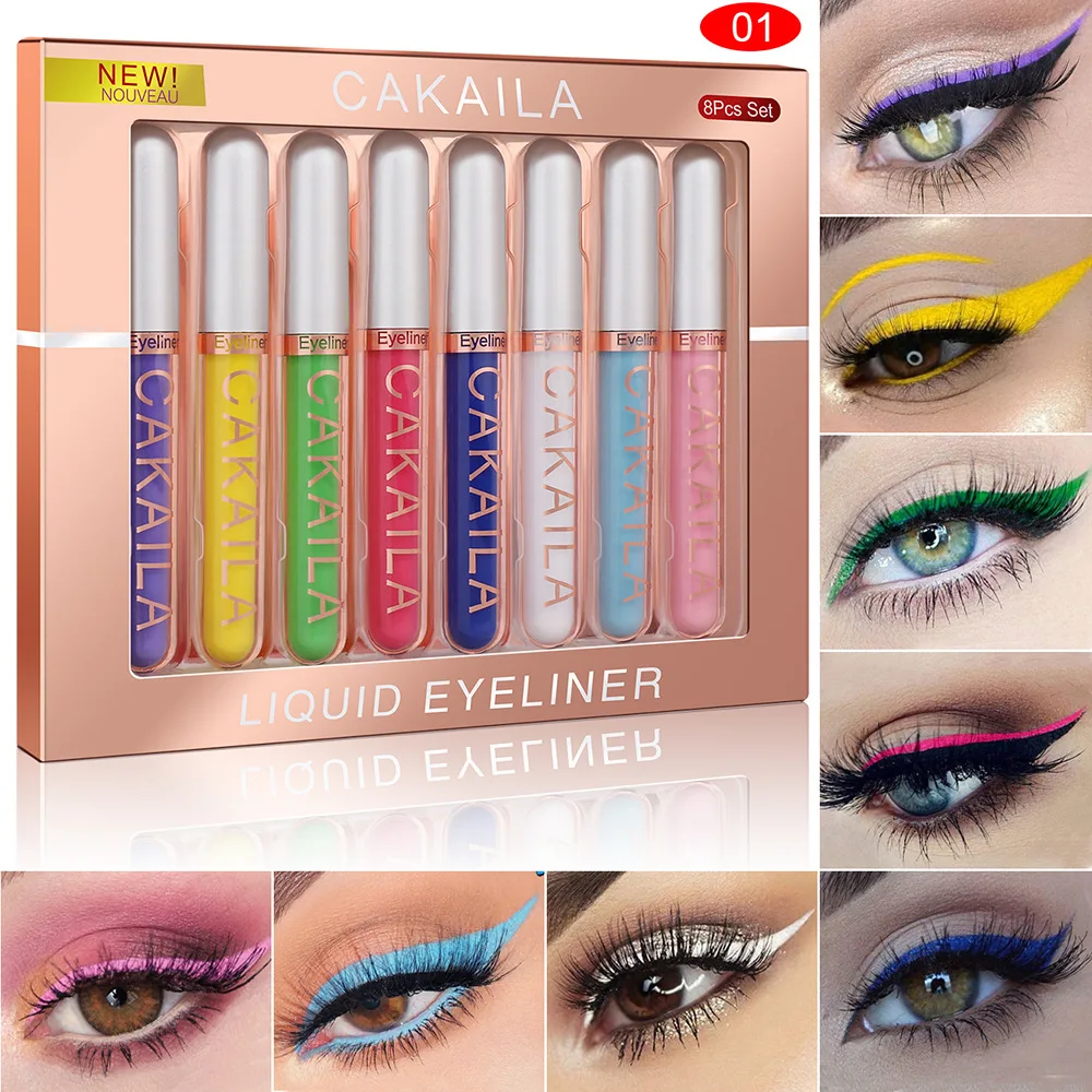 8 Colors Matte Color Eyeliner Kit Makeup Waterproof Colorful Eye Liner Pen Eyes Make up Eyeshadow Cosmetics Eyeliners Set
