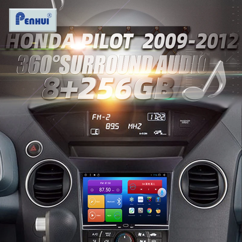 Radio Multimedia con GPS para coche, reproductor de vídeo con Android 2009, doble Din, HiFi, para Honda Pilot 2012-10,0