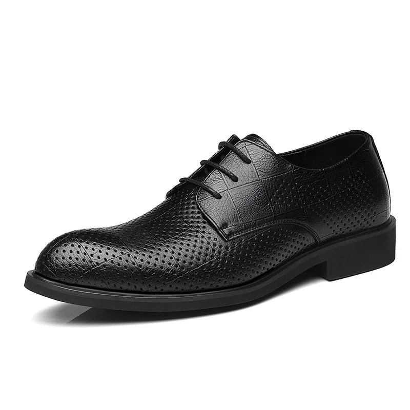 

Men's Lace-up Business Dress Shoes Men Spring Autumn New Designer Hollow Out Leather Loafers Male Fashion Casual Shoes for Men