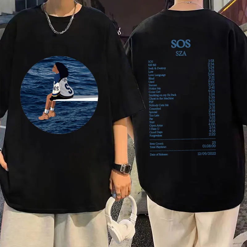 

Лидер продаж, футболка с принтом музыкального альбома, SOS, модные повседневные футболки для мужчин и женщин из чистого хлопка, летняя уличная Винтажная футболка с коротким рукавом