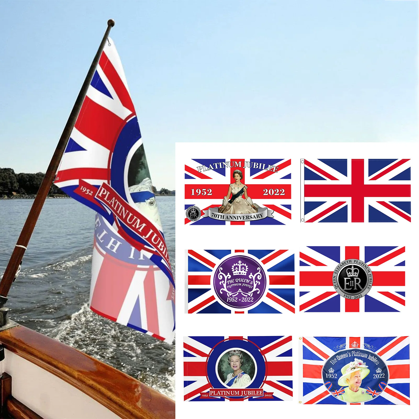 

3x5 футов 2022 флаг Елизаветы II флаг 70-летия Королева Великобритании Флаг Ее Величество королева сувенирное украшение
