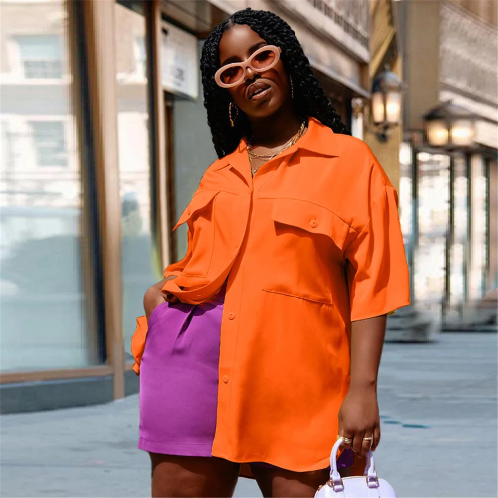 Женская однотонная блузка с коротким рукавом однобортная составного кроя в