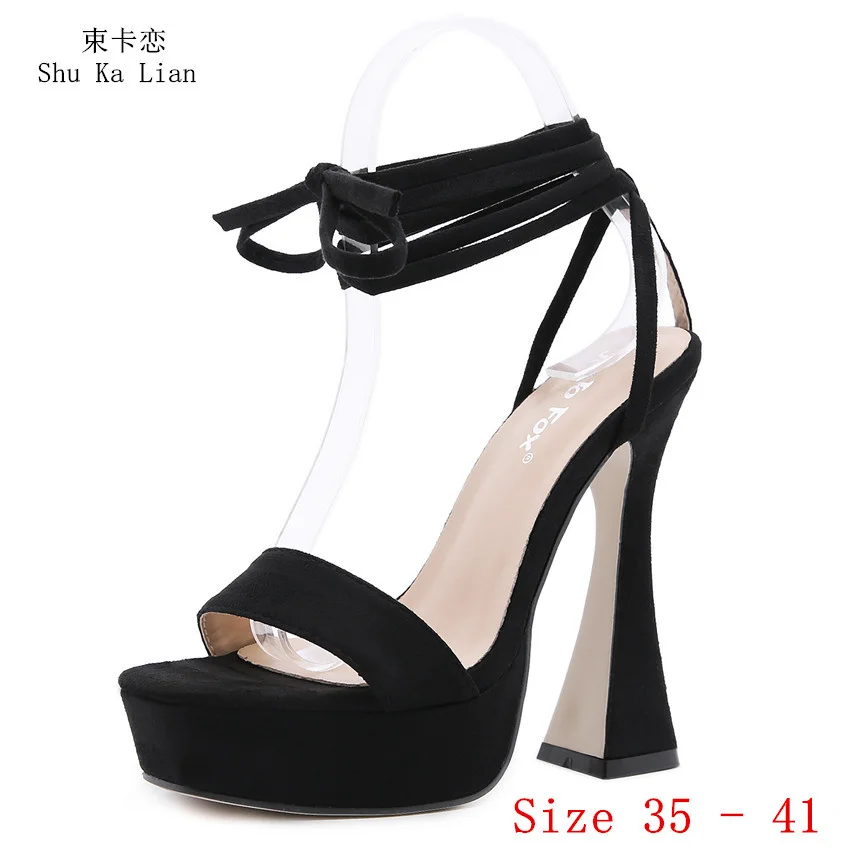 

13.5 CM Super High Heel Shoes Women Gladiator Sandals Woman High Heels Platform Pumps Sandals Party Shoes Plus Size 35 - 41