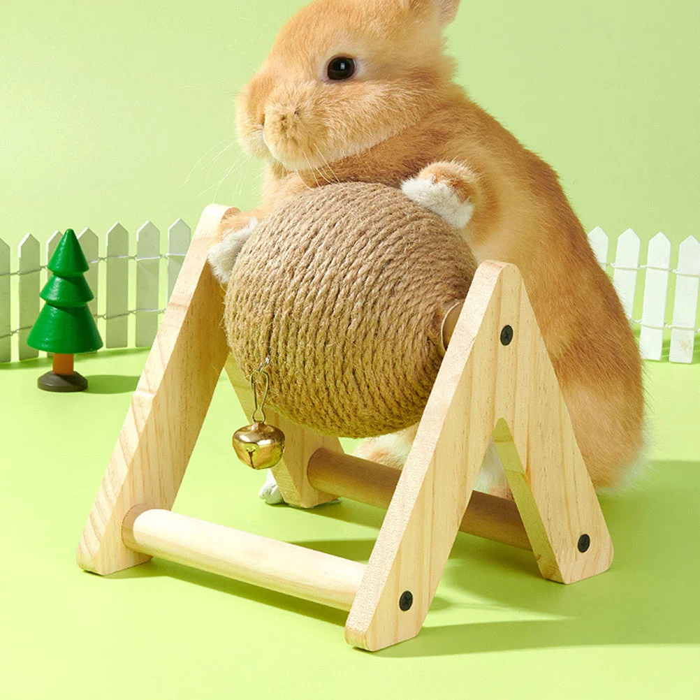 

Rabbit Scratch Toy Natural Solid Wood Sisal Scratching Ball for Indoor Kittens Claws Scratching Ball Pet accessories