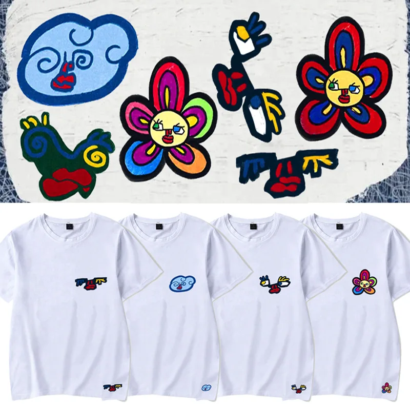 K POP KPOP Bangtan Boys V Art Painting Shirts Album Fans Support Streetwear Loose Clothe Tshirt Short Sleeve Tops K-pop T-shirt