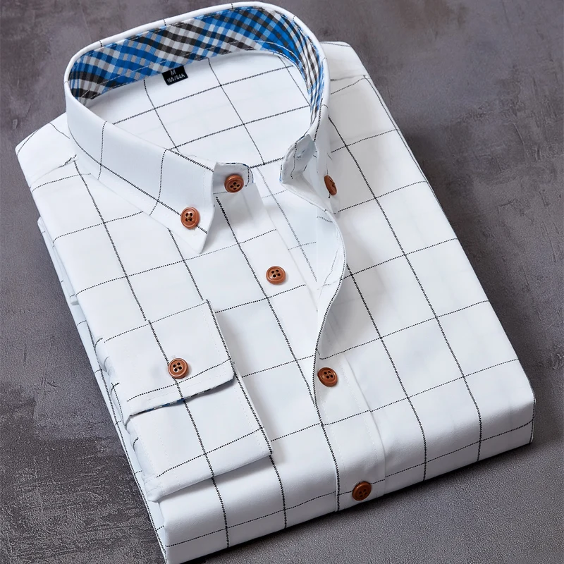 Spring Autumn 2022 Fashion Men's Clothing  oversize 4XL 5XL 6XL Slim Plaid Long-sleeved Men's Bussiness Shirt Mens Dress Shirts