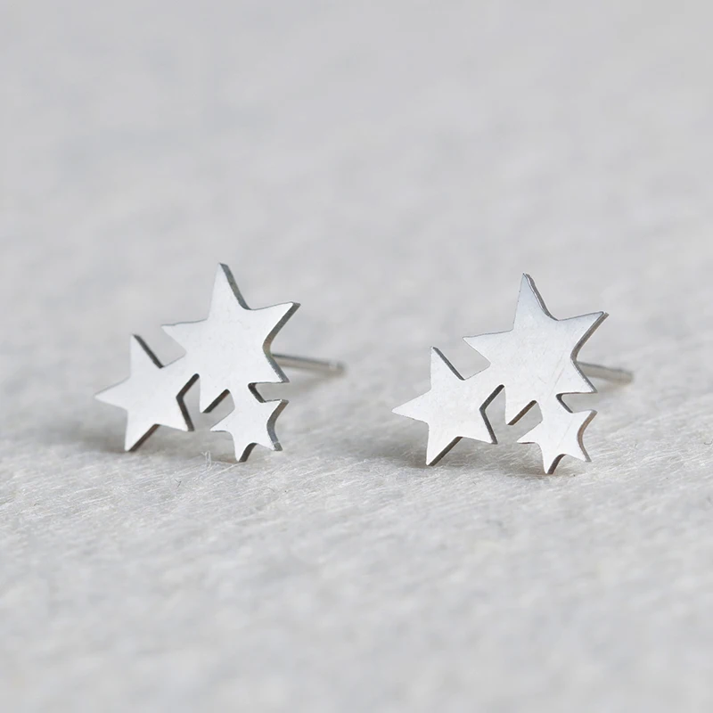 

Stud Earrings for Girls Minimalist Jewelry Gifts Fashion Female Stainless Steel Golden Star Stud Earrings Cute Sweet Mini Luxury