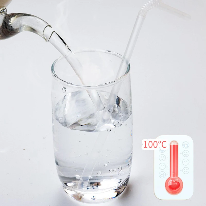 100Pcs Disposable Plastic Straws Individual Packaging Milk Juice Drinking Straw Transparent Bendable Wedding Party Supply |