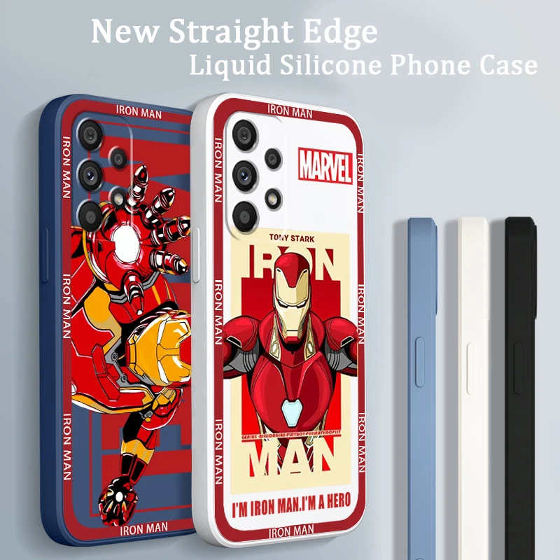 

Marvel Iron Man Avengers Art Liquid Rope Phone Case For Samsung A73 A72 A71 A52 A53 A54 A51 A42 A34 A32 A14 A21 A13 A04 A03