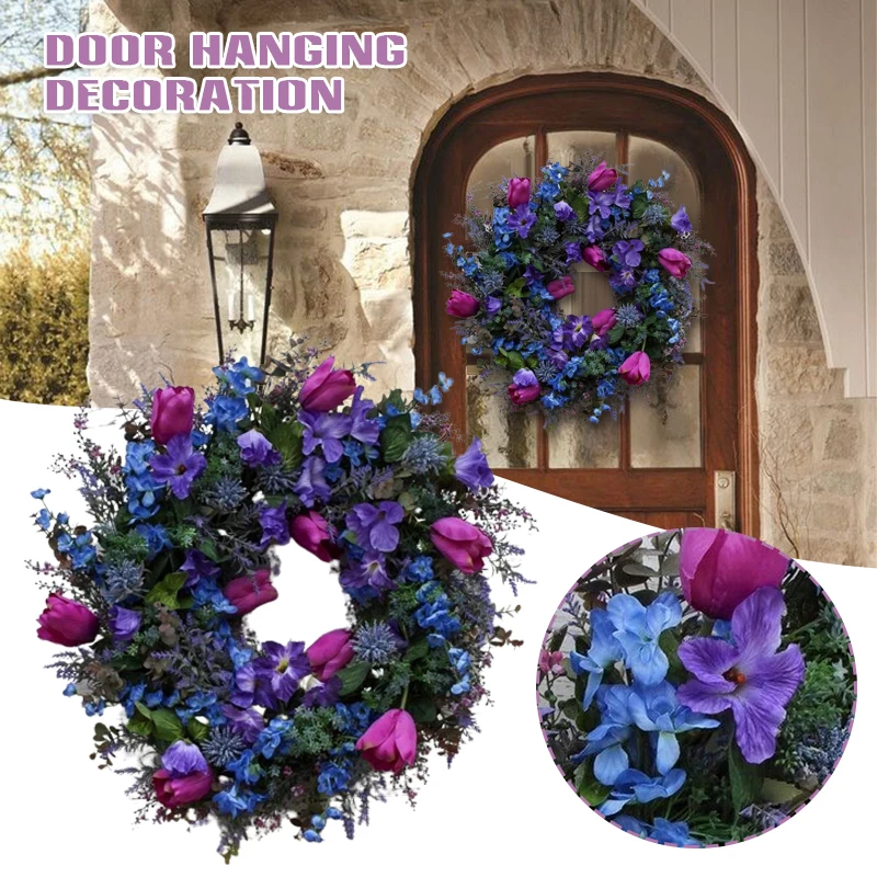 

Spring Summer Wreath Artificial Front Door Garland Creative Outdoor Decor Spring Summer Wreath for Home Garden Farmhouse PAK5