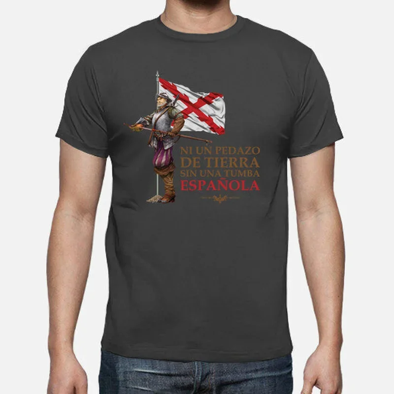 Фото Футболка Motto Thirds of Flanders España с коротким рукавом, повседневные рубашки в стиле Харадзюку из 100% хлопка для мужчин, размер S-3XL №2