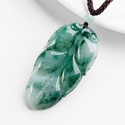 

Natural Myanmar Jade A Jade Leaf Pendant Women's Jinzhi Jade Leaf Jade Pendant