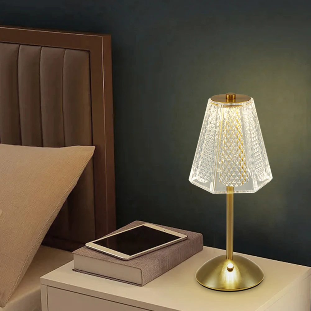 

Светодиодная кристаллическая настольная лампа, приглушаемый светильник с сенсорным управлением, креативный шикарный светильник с USB-заряд...