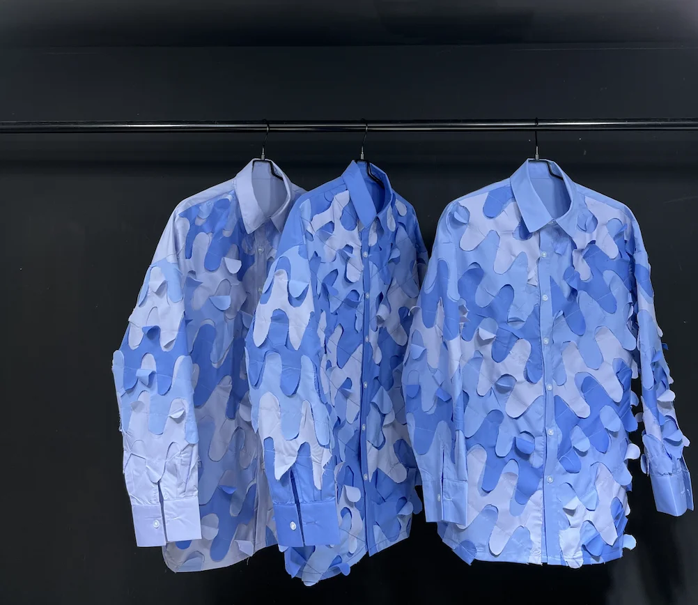 

SuperAen Spring and Summer New Blue Shirt High-end Loose Patchwork Long Sleeve Shirts for Women