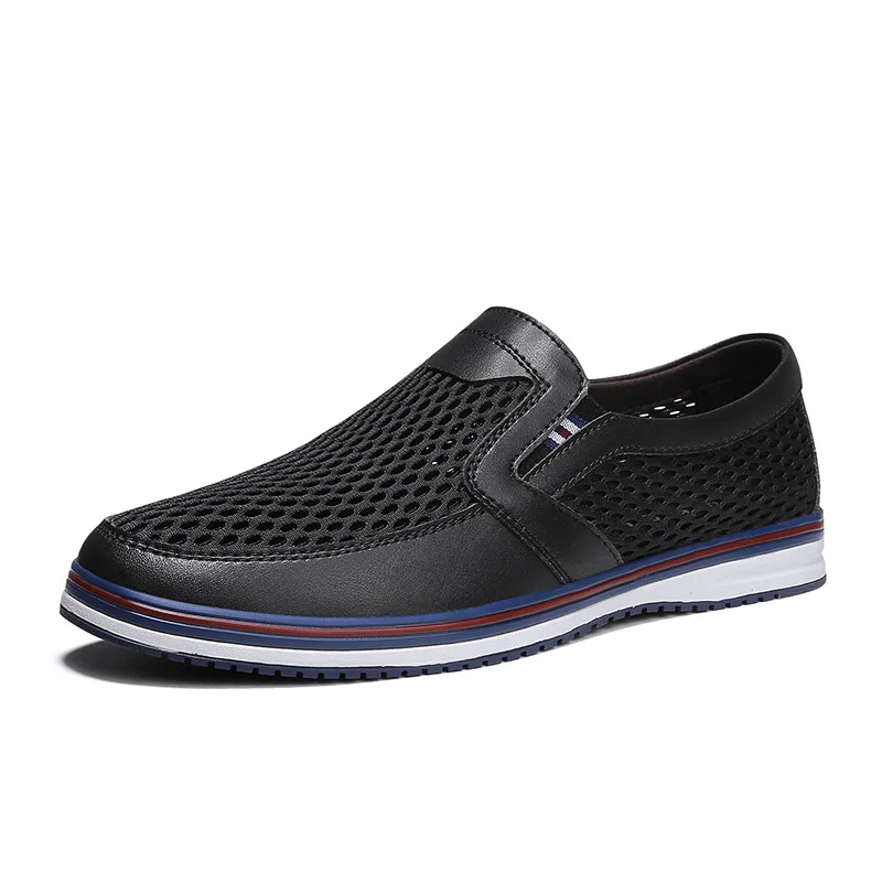 

Summer Men's 3D Large-hole Mesh Shoes Hollow Breathable Leisure Shoes Without Lace-up Set Feet Comfortable Driving Shoes Male