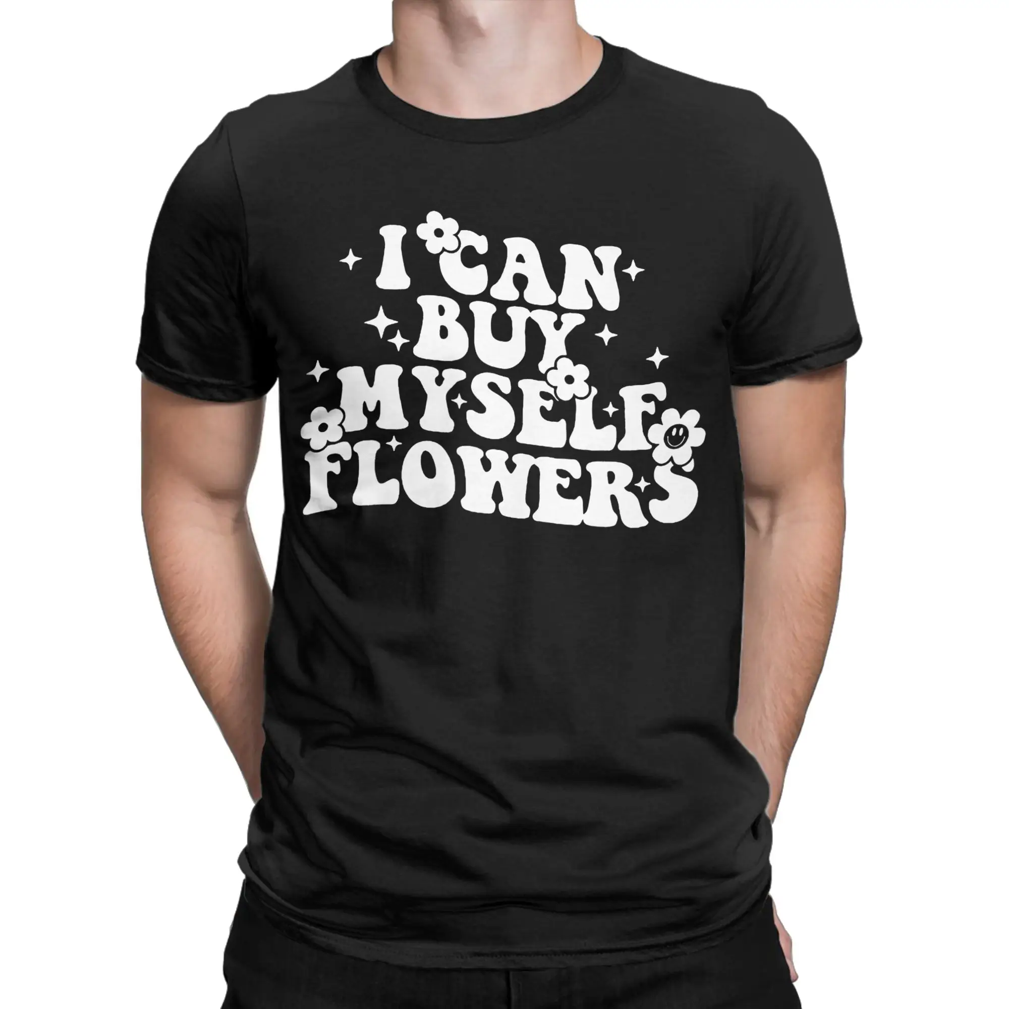 Фото Футболки Leisure I Can Buy My Own Flowers для мужчин, футболка с круглым вырезом из чистого хлопка, футболка с коротким рукавом, одежда больших размеров №2