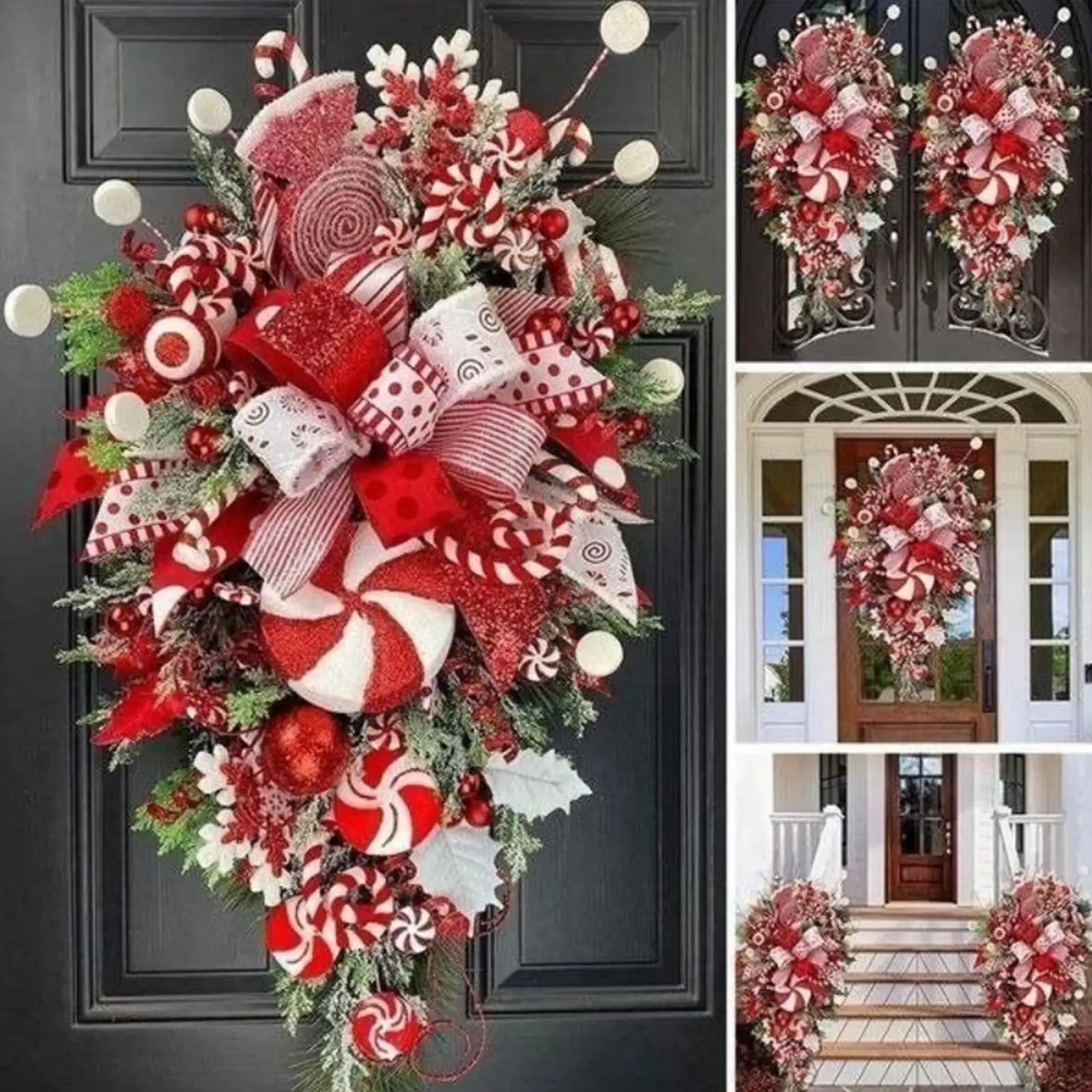 

New Christmas Upside Down Tree Christmas Door Hanging Candy Wall Decoration Upside Down Christmas Tree D4v9
