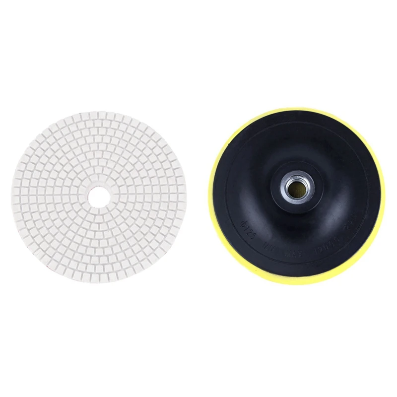 

1 Pcs 5 Inch 125Mm Wet Diamond Polishing Pads Marble Granite & 1 Pcs M14 Backing Pad Polishing Buffing Plate