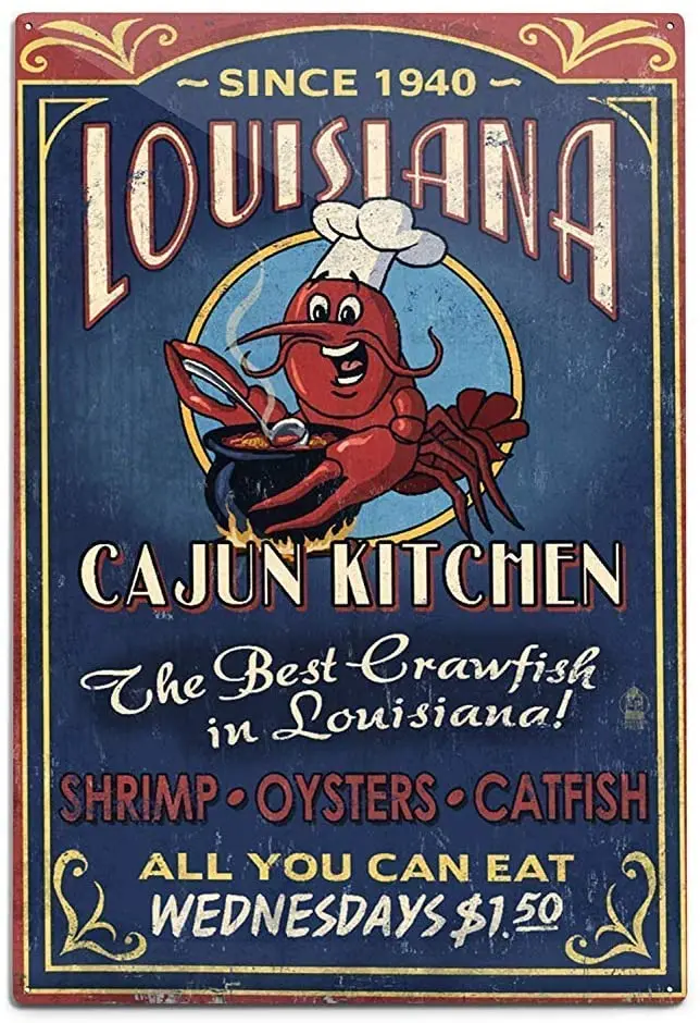 

Metal Sign Retro Lobster Wall Decoration Cafe Family Bar Restaurant Men's Cave 12x8 Inch Home Decoration Tin Sign Novelty Gift