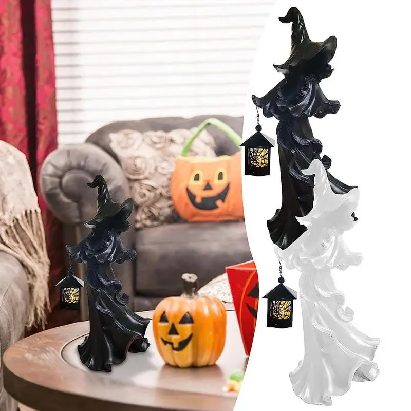 

Cracker Barrel Ghost Statue Cracker Barrel Ghost Witch Messengers W/Lantern Hell Messenger Scary Resin Halloween Witch Statues