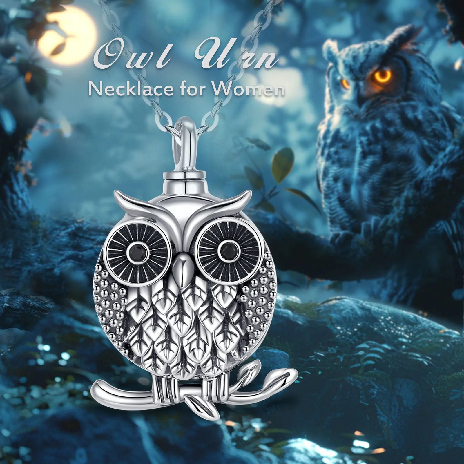 Eudora 925 Стерлинговое Серебро Сова зола урна кулон винтажная Циркон памятное