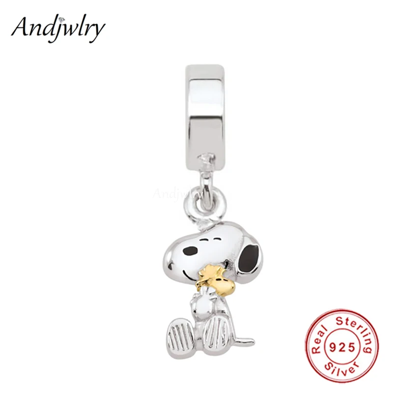 

Fit Bracelet Charms Silver 925 Original Dog Hug Bird Pendant Bead Bracelet&Bangle Jewelry Berloque