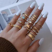 gold plated statement stackable butterfly rings bulk cute boho light bule rhinestones midi knuckle ring women fashion bijouterie
