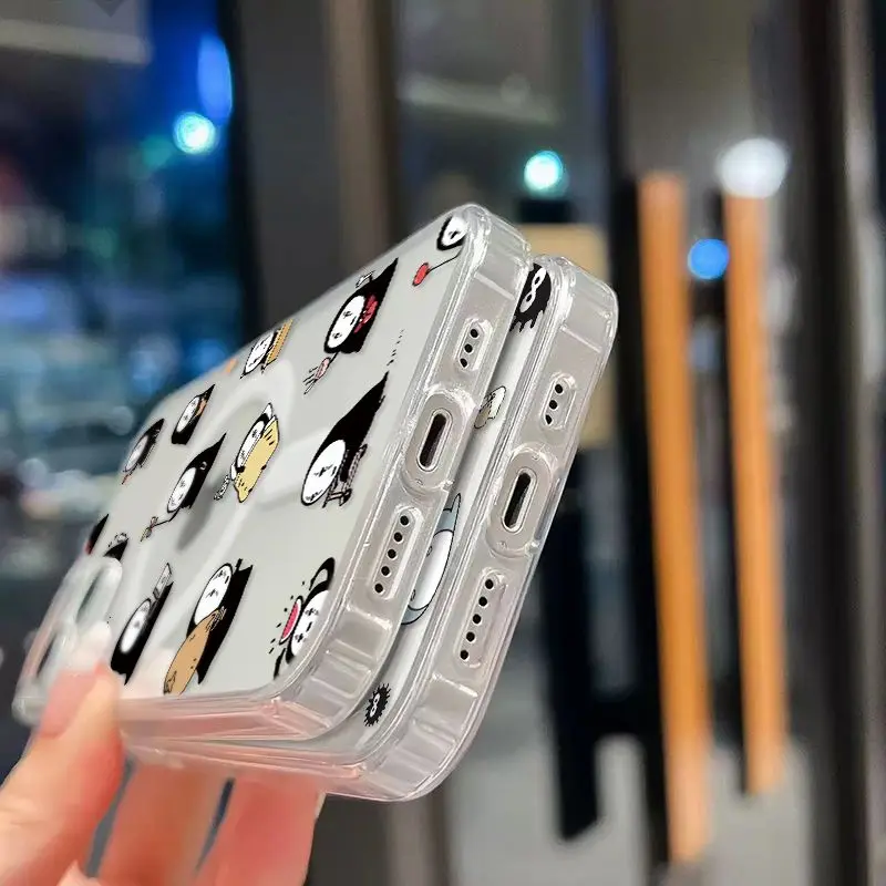 Магнитный чехол для телефона Magsafe с рисунком кота T-TotoroS iPhone 16 15 14 13 12 11 8 7 Plus Pro Max X XR