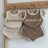 summer baby sleeveless clothes set letter print boys t shirts shorts suit 2pcs cotton baby girl outfits children clothing