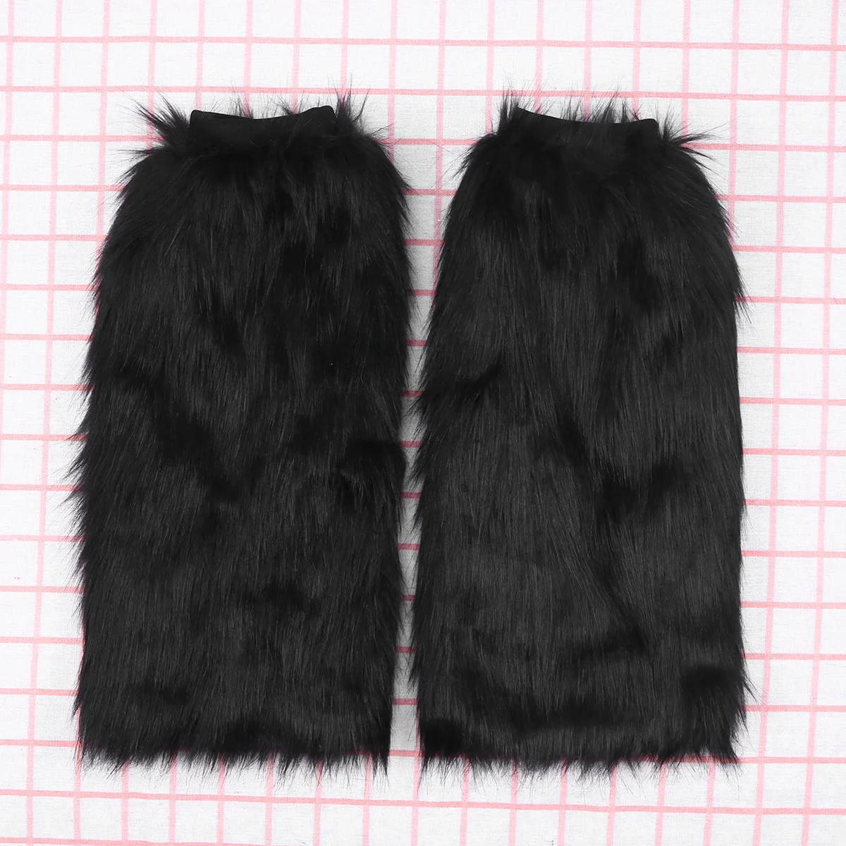 Гетры из искусственного меха 40 см плюшевый черный наряд розовые чулки