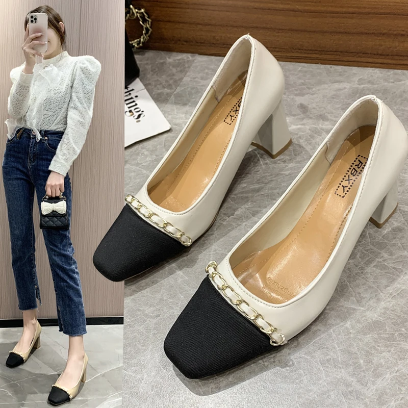 

Туфли женские на высоком каблуке, без застежки, квадратный носок, брендовые сандалии Мэри Джейн, баскетбольная платформа, на шнуровке, бежев...