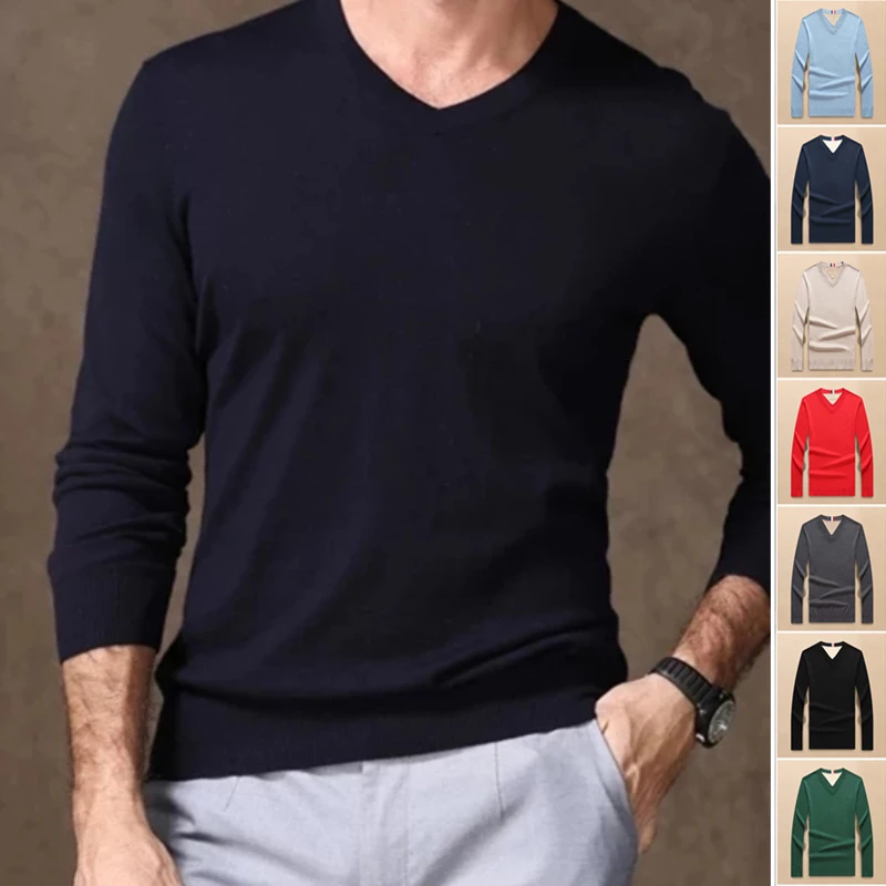 

TIM01 High-Quality Men Crew V-neck Cotton Sweater Autumn Winter Jersey Jumper Hombre Pull Homme Hiver Pullover Knitted Sweaters
