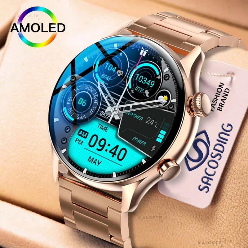 2022 NFC Smartwatch النساء AMOLED شاشة HD دائما عرض الوقت مكالمة بلوتوث IP68 مقاوم للماء ساعة ذكية لسامسونج هواوي