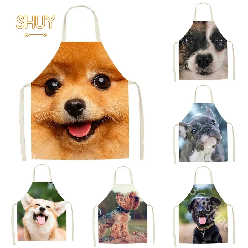 

Cute Dogs Apron Pet Shop Cleaning Workwear Home Kawaii Kitchen Parent-child Sleeveless Cooking Baking Aprons Adults Kids Bib