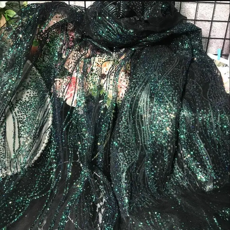 W140 см новый цвет темно-зеленый блестящий тюль украшение/индивидуальный материал